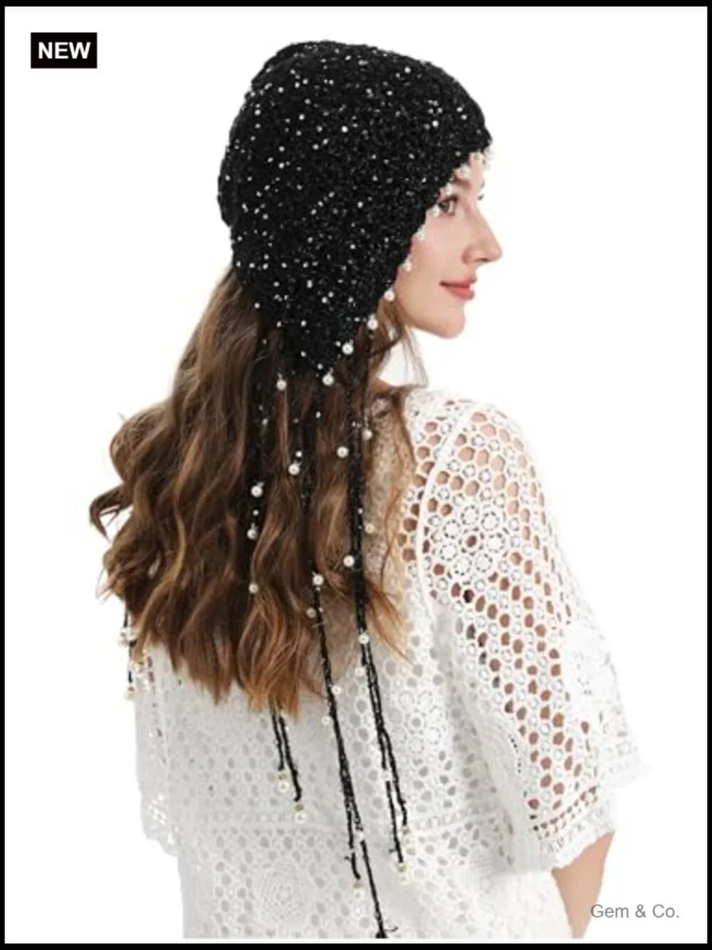 Women's Cotton Crochet Slouchy Beanie Hat with Tassel Handmade Knit Skull Cap